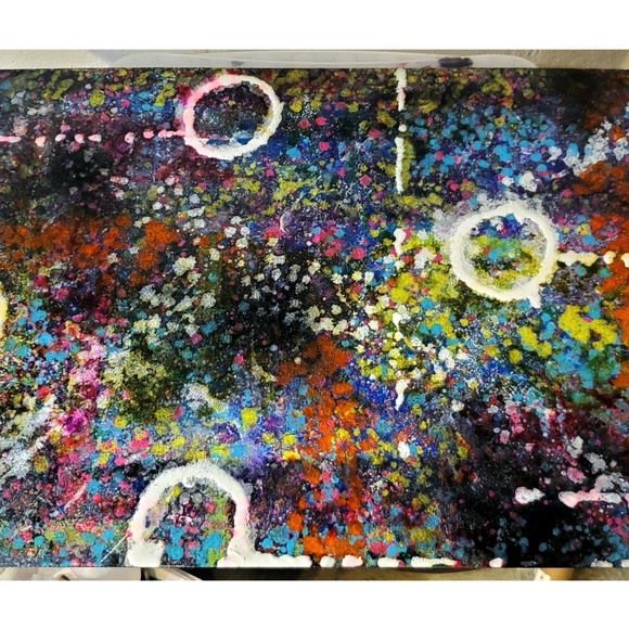 HANDCRAFTED Abstract Painting HANDPAINTED Wall Art Decor HANDMADE Bright Artwork - Picture 3 of 16